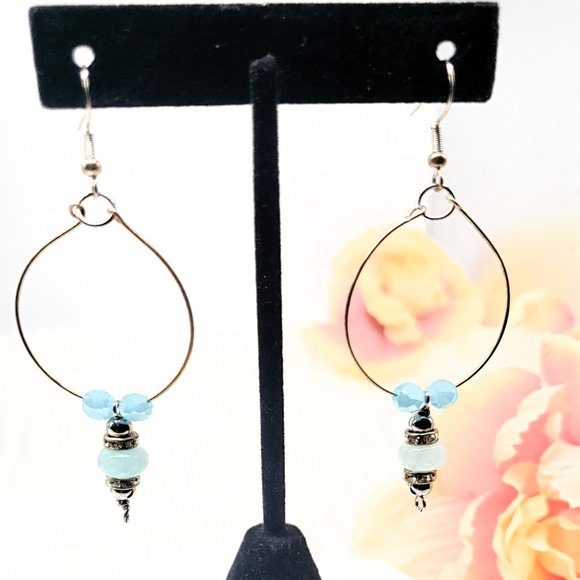 Turquoise Ice & Roses 3pc Jewelry Set,  Sterling Silver w/Glass & Crystal Beads - Picture 13 of 15